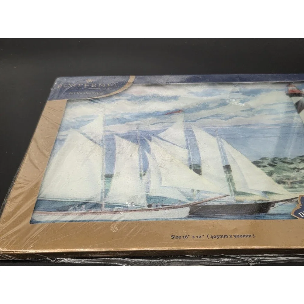 Pimpernel Glass Worktop Saver Regatta Sailboats 16 X 12